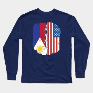 Filipino American Pride with US and Philippines Flag Long Sleeve T-Shirt